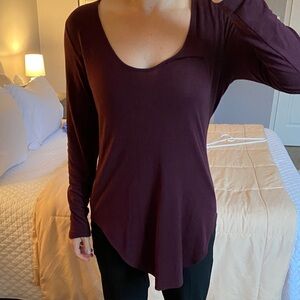 Women's Burgundy Long Sleeve Top